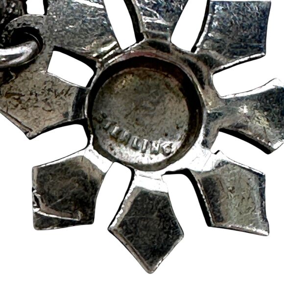 Vintage Sterling Silver Sunburst Drop Dangle Earrings Screw Back for Non-Pierced - Picture 5 of 6